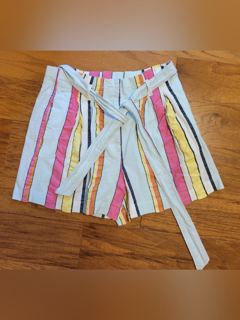 J. Crew Striped Tie-Waist Shorts in Pink, Yellow & Navy 8